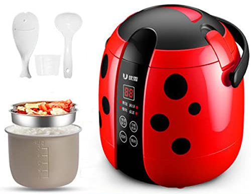 ZOOPX Cuociriso con Funzione di Mantenimento in Caldo del Vapore, Pentola Interna di qualità Premium a Cottura Lenta, Bollitore Elettrico per Il Riso, Creatore di Cereali,Red B-1.2L
