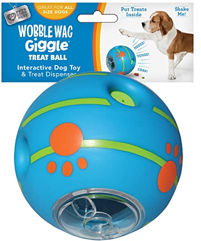 Wobble Wag Giggle Treat Ball- Interactive Dog Toy & Treat Dispenser, Fun Giggle Sounds When Rolled or Shaken, Great for Dogs, Pets Know Best