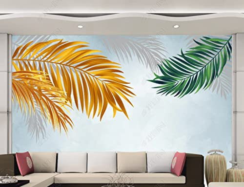 Papier Peint Feuilles De Palmier Dorées Muralepapier Peint Intissé Papier Peint Salon Chambre Taille Personnalisée