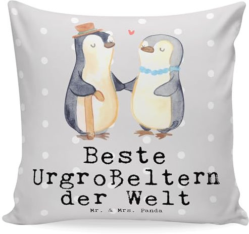 Mr. & Mrs. Panda 40x40 Kissen Urgroßeltern - Geschenk, Dekokissen 40x40, Sofakissen, Schenken, Geschenkidee, Großmama, Motivkissen, Oma,