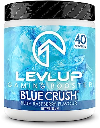 LevlUp Blue Crush Gaming Booster - Energy Drink für Gamer - Mit Taurin, Koffein, L-Tyrosin, Vitamin B12 - Blaue Himbeere - 320g - 40 Portionen