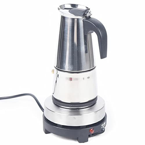 Caffettiera da caffè in acciaio inox, con fornello elettrico, 300 ml, per 4-6 tazze