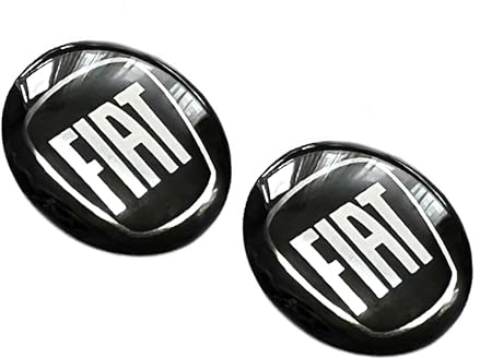 2 adesivi da 14 mm di diametro con logo per Fiat. Adesivi con emblema con protezione in silicone trasparente