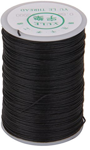 Filo cerato da cucito per cuoio, filo di lino puro 0,6 mm, colore nero, per progetti di artigianato in pelle