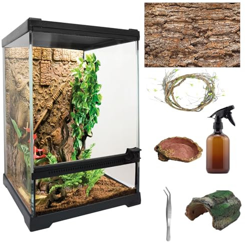 Terrarium pour reptiles - 20 x 20 x 30 cm - Kit de démarrage pour amphibiens - Convient pour les petits reptiles tels que geckos, serpents, lézards, tortues, caméléons, serpents