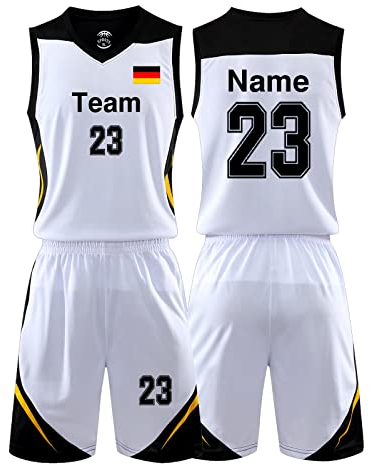 Benutzerdefiniert Basketball Trikot mit Eigenem Namen Kinder Nummer Team Logo Basketball Shirt & Short