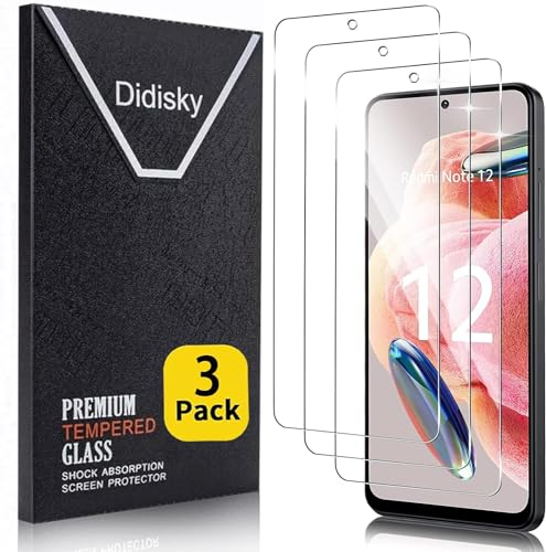 Didisky Lot de 3 Protecteur Verre Trempé pour Xiaomi Redmi Note 12 4G 5G, Film Protection écran, dureté 9H, Pas de Bulles, Haute définition