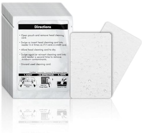 Reinigungskarten für Kartenleser, doppelseitiger Kartenleser, Reiniger für Kartenleser, CR80, POS-Reinigungskarten (80 Stück)