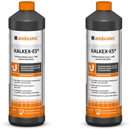 2 Flaschen Ambratec Kalkex ES extrastarker Reiniger gegen Kalk Urinstein Wasserstein Konzentrat Entkalker Urinsteinlöser Kalk Entferner