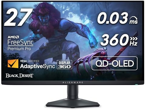 Alienware AW2725DF - Monitor OLED para juegos - Pantalla de 26.7 pulgadas Quantom-Dot WQHD (2560 x 1440) 360Hz 0.03Ms, AMD FreeSync Premium Pro, HDMI/DP/USB 3.2 Gen1, ajuste de altura/inclinación