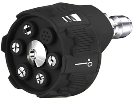 pofluany Pressure Washer 6-in-1 Nozzle Tip Nozzle Tip Pressure Washer Nozzle 6-in-1 Quick Change Over Spray Tip with Multi-angle Adjustable Spray Stainless Steel Core for 1/4 Quick Connect Black