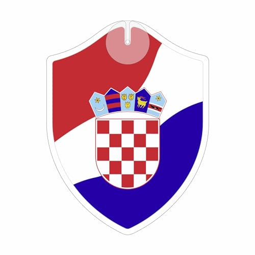 Flaggen EM 2024 - Kroatien - Wimpel mit Saugnapf - Perfekt zum Aufhängen - Maße: 18,5 x 14,0 cm - Wappen - Fähnchen - Länder Flaggen