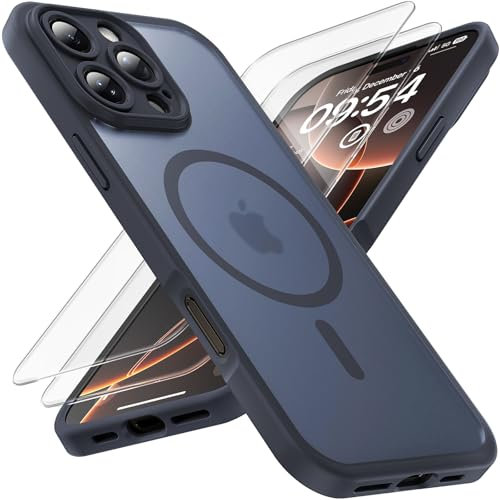 TOCOL Cover Magnetica per iPhone 16 Pro Max 6,9 Pollic, Compatibile con MagSafe, Protezione Fotocamera Integrata, Custodia Antiurto Traslucida Opaca, Nero