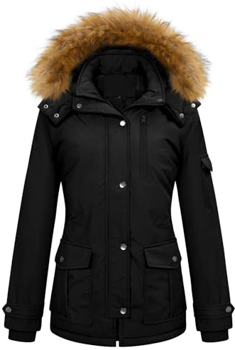TOMEEK Damen Winterjacke Winter Wintermantel Warm Jacke Gefüttert Mantel Parka Damen-mäntel mit Kapuze Teddyfell Winterparka Skijacke Kurzmantel Outdoor Elegant Fleecejacke(Schwarz,M)