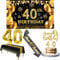 40th Birthday Decorations Men Women with 40th Birthday Banner, Black and Gold Table Cloth, Number Balloons, Black Glitter Sash, Cake Topper and Candles