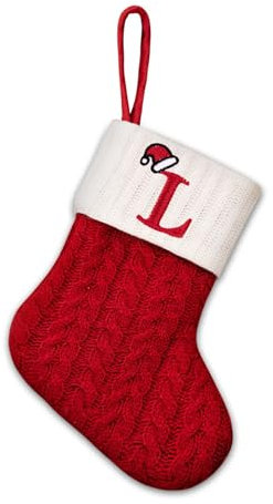 Sleeleece Personalisierte Weihnachtsstrümpfe mit Buchstaben Weihnachtssocke 20 cm Bestickter Nikolausstrumpf Christmas Stockings Nikolausstiefel Nikolaussocken zum Befüllen & Aufhängen für Süßigkeiten
