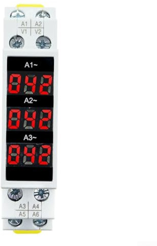 Zilimontt Amperometro modulare trifase,Amperometro a guida DIN trifase,Mini Din Rail Display digitale trifase modulare, Indicatore misuratore di corrente