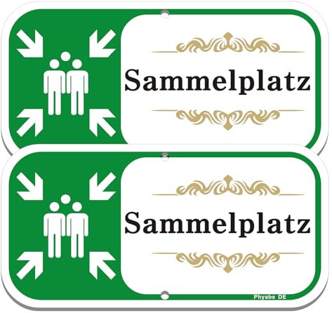 Schild Sammelplatz 2 Stück, 30 x 15 cm Aluminium Schilder，für Außen-und Innenbereich