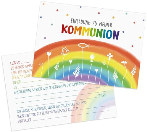 COLOFALLA 12 Stücke Kommunion Einladungskarten zur Kommunion mit Umschlag Kommunion Karten Erste Kommunion Karte für Mädchen Junge 10.5 x 14.8cm