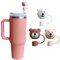 3pcs Cute Bear Straw Covers - Soft Silicone Straw Toppers & Protectors | BPA-Free, Fits 10mm Stanley Straws for 30-40oz Tumblers (Cartoon Design, Easy to Clean)