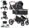 Mobayta Kinderwagen 3 in 1 Komplettset Baby Kombikinderwagen bis 22kg, Zusammenklappbar, Große Gummireifen, Großer Einkaufskorb, Warmer FußsackOrganizer Tasche