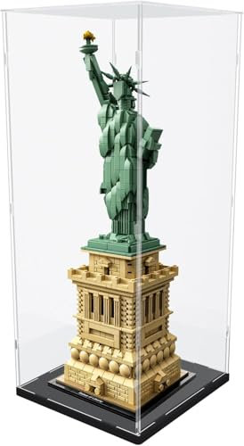 DuvinDD Vitrine en Acrylique pour Lego Statue de la liberté- 20x20x50 cm - Boîte de Protection Transparente étanche à la poussière avec Socle Noir - Modèle adapté pour l'architecture et la Collection