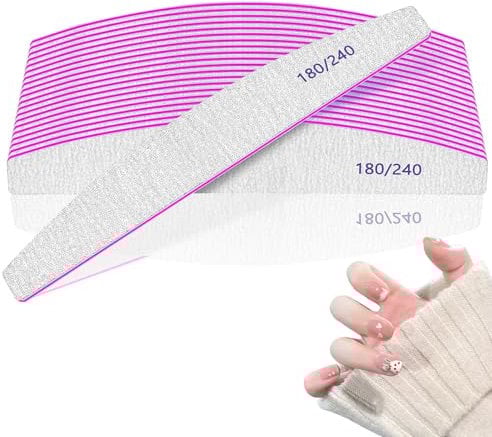 Professional Nail File Set 180/240 Grit – 25PCS Disposable Nail Files for Natural Acrylic and Gel Nails – Nail Accessories for Nail Technician Home Salon Use