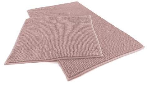 heimtexland ® Badvorleger Chenille Super Flauschig Saugstark Badteppich Badematte Ökotex Typ771 Altrosa Set 45x50 / 50x80 cm