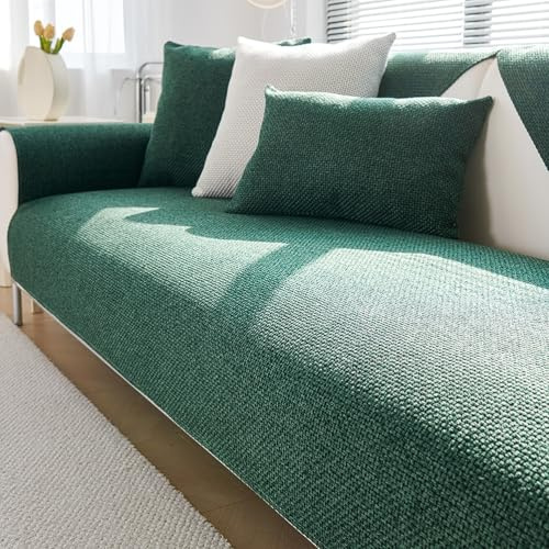 Dazzluxe Weiche Sofabezüge Aus Leinen – Sofakissenbezüge, rutschfeste Sofabezüge Für 1-, 2- Und 3-Sitzer, Couchbezüge Für Anbausofas, Waschbare Sofa-Schonbezüge Möbelschutz,Grün,110 * 180cm