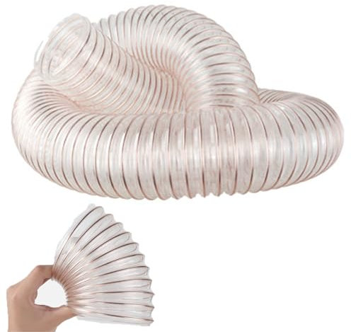 10 Ft Flexible Pu Dust Collection Tubing, Heavy Duty Debris Collector Hose with Stainless Steel Clamps for Shop Vacs/Table/Mitre Saws, Clear Air Ducting Corrugated Pipe(Dia 150mm(5 8/9 in))