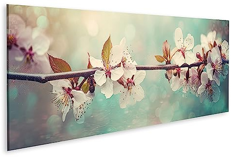 bilderfelix Quadro su tela Fiori di ciliegio orizzontali primaverili Sakura s AI - Tela 120x40 cm - Panorama