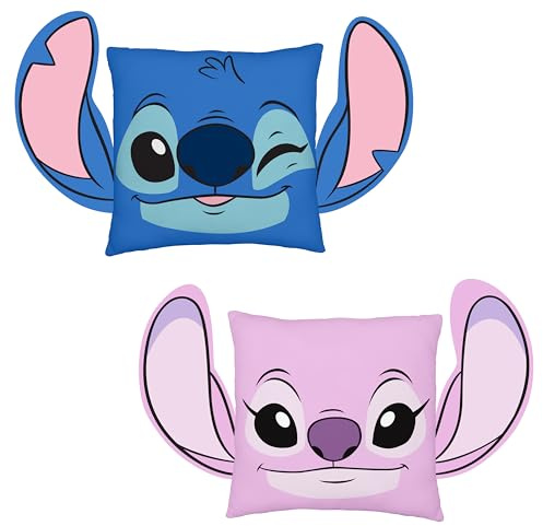 Disney Lilo und Stitch Offiziell lizenziertes Kissen in Sonderform | Superweiches Kissen | Wendbares „Chill“-Design mit Angel und Stitch | Perfekt für Schlafzimmer- oder Wohnzimmer-Deko