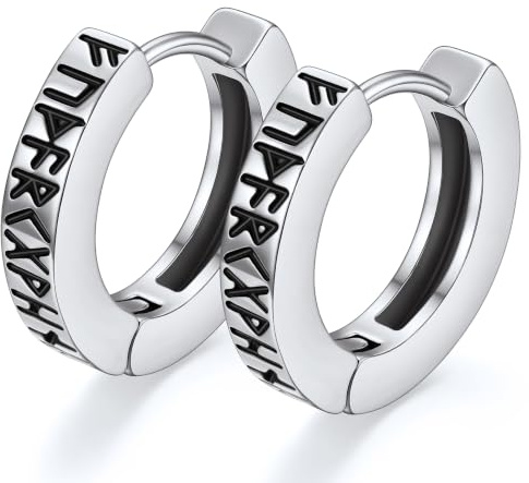 ChainsPro Ohrringe Wikinger Rune Ohrringe für Herren Damen Edelstahl Nordischer Wikinger Rune Creolen Ohrstecker Punk Stil Piercing Ohrschmuck, Geschenke für Paare