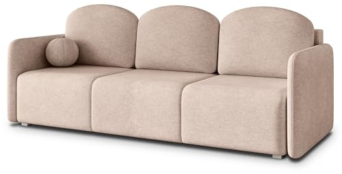 Masseno Sofa SUVI III NV mit Schlaffunktion, Sofa mit Bettkasten, Wohnzimmersofa, Couch, Soffa, Bettsofa, Couchgarnitur- Beige, Neve 04