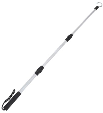 HOMOCONO Ladder Assistance Alloy System Aluminum Down Pull with Attic Kit Hook and Telescopic Rod, Silver Finish, Versatile Tool for Attic Access and Garage Door