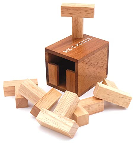 SIX-T- Puzzle, (Dr. Volker Latussek, Deutschland, 2017), 6 Ts in die Box, tolles Knobelspiel aus Holz