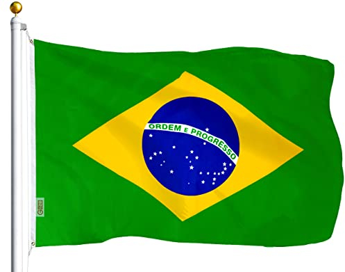 G128 Brasilien (brasilianische) Flagge | 3x5 Fuß | Gedruckte lebendige Farben, Messingösen, Qualitätspolyester