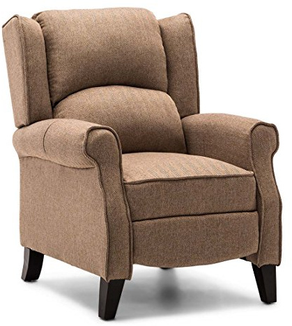 More4Homes EATON WING BACK FIRESIDE HERRINGBONE FABRIC RECLINER ARMCHAIR SOFA CHAIR RECLINING CINEMA (Herringbone Beige)