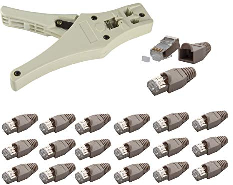 PremiumX Crimpzange inkl. Kabelschneider Abisolierer 20x RJ45 Western-Stecker Ethernet-Kabel-Zubehör