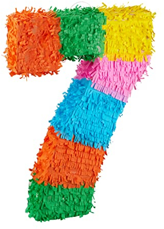 Relaxdays 10025189_909 Anzahl Pinata Geburtstag, Zahl 7, zum Aufhängen, Kinder & Erwachsene, Papier, zum selbst Befüllen, Piñata, bunt, 7 (EU)