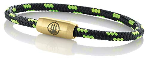 Maritimes Seemannsgarn Segeltau Armband Usedom schwarz-grün 4mm, Admiral (goldfarben), L - Gelenkumfang von 16,5 cm bis 18 cm
