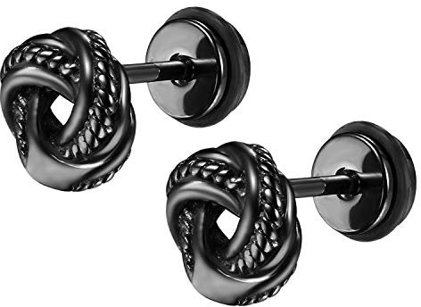 JewelryWe Schmuck Herren Damen Ohrstecker Edelstahl Keltischer Knoten Ohrringe Ohr-Piercing Schwarz
