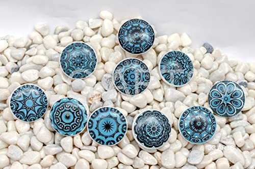 JGARTS Aqua Green Vintage Look Flower Ceramic Knobs Door Handle Cabinet Drawer Cupboard Pull Mandala Xfer New (10)