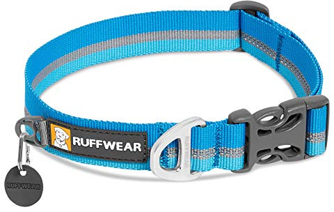 RUFFWEAR Crag Hundehalsband, Reflektierendes und Bequemes Halsband für den Täglichen Gebrauch, Dämmerungsblau, 36–51 cm