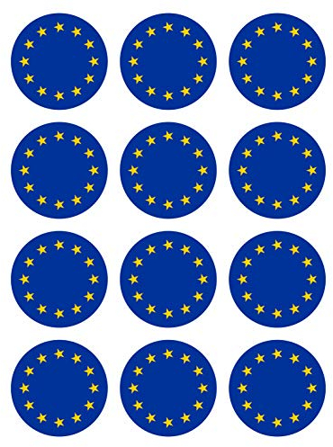 Generisch 12 Stück Aufkleber EU Flagge Rund 4 cm | Europa | Europäische Union | wetterfest & UV Schutz | Set