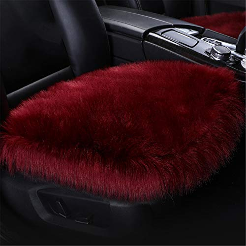 Plüsch Autositzbezug,Faux Lammfell Auto Sitzauflage,Winter Warme Sitzkissenbezug, Sitzbezug,Autositzkissen Abdeckung Modell Universal (Weinrot,Vordersitzkissen)