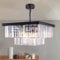 Wellmet Modern Kristall Kronleuchter 9-Licht 50cm Kristallleuchter Schwarz Kristall Pendelleuchte Esstisch Deckenleuchte Led Hängelampe Lüster Wohnzimmer Deckenlampe hängend Küche Hängeleuchte