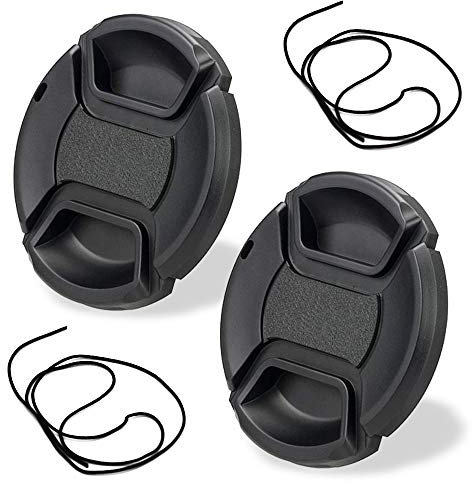 Lot de 2 bouchons d'objectif 58 mm pour Canon EOS 850D 250D Rebel T8i SL3 W/EF-S 18-55 mm f/3.5-5.6, NIKKOR 70-300 mm f/4.5-6.3G pour Nikon D3500 et autres objectifs 58 mm