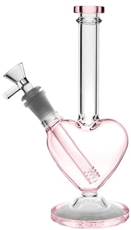 Aoheuo Pipe à eau en verre en forme de cœur avec filtre double couche pour fumer - Bongs épais (B)