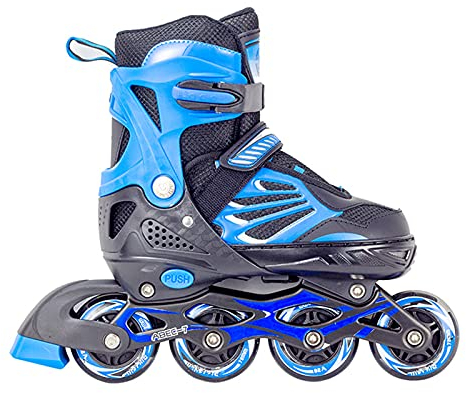 HSGAV Verstellbare Inline-Skates für Kinder mit PU-Blinkrädern, Inline-Rollschuhe für Anfänger mit Lautlosem ABEC-7-Lager, Beleuchtete Rollerblades für Kinder, Jungen, Mädchen,Blau,EU38~42